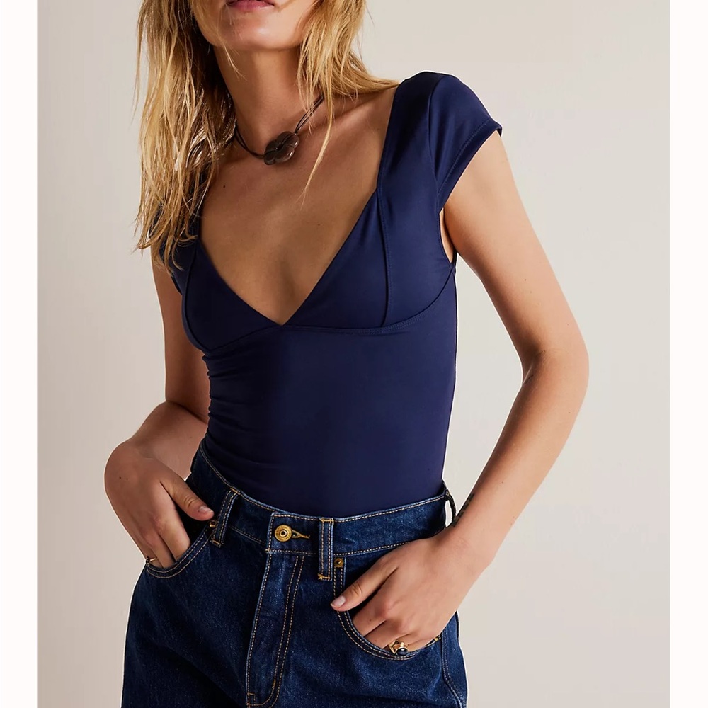 Free People Blue Duo Corset Cami